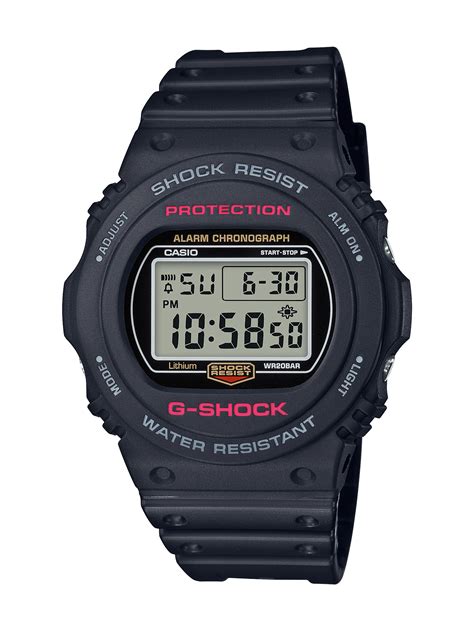 Timer, stopwatch, 12/24 time, 1 alarm, hourly time beep, and. Relógio G-Shock DW-5750E-1 Série Revival | G-Shock