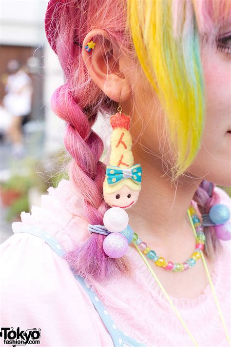Kumamiki W Rainbow Hair Bows And Cute Party Baby Shrimp In Harajuku