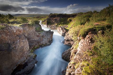 Wallpaper Longexposure Water River Lava Iceland Barnafossar
