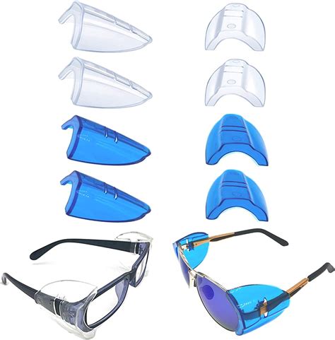 4 pairs safety glasses side shields large slip on side shields fits medium to large eyeglasses