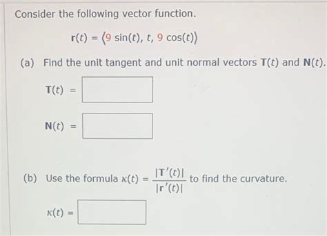 solved consider the following vector function r t 9