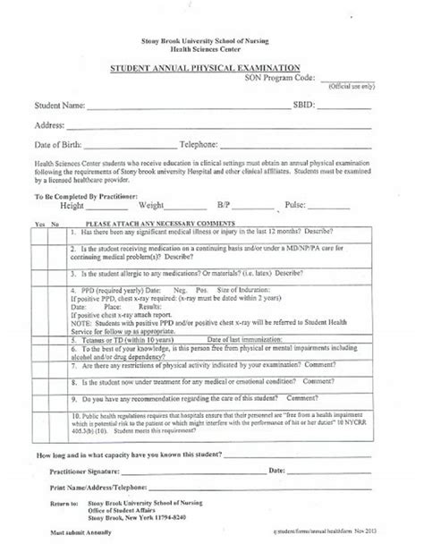 8 Yearly Physical Form Templates Pdf