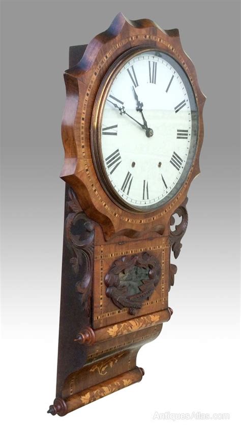 Antiques Atlas Fine Antique Inlaid Walnut Drop Dial Wall Clock