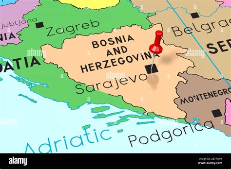 Bosnia And Herzegovina Sarajevo Capital City Pinned On Political