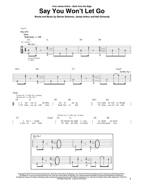 Alex brightman, sophia anne caruso. Say You Won't Let Go by James Arthur - Guitar Rhythm Tab ...