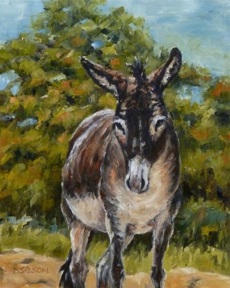 Daily Painting Projects Hillside Donkey Oil Painting Animal Art Donkey