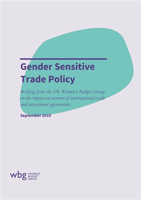 Gender Sensitive Trade Policy Womens Budget Group