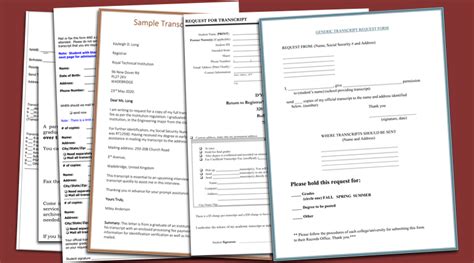 printable transcript request templates