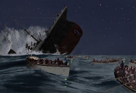 Sinking Of The Titanic Witnessed By Survivors In Lifeboats Between On