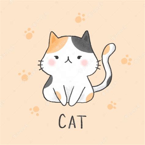 Cute Cat Cartoon Hand Drawn Style Vector Premium Download