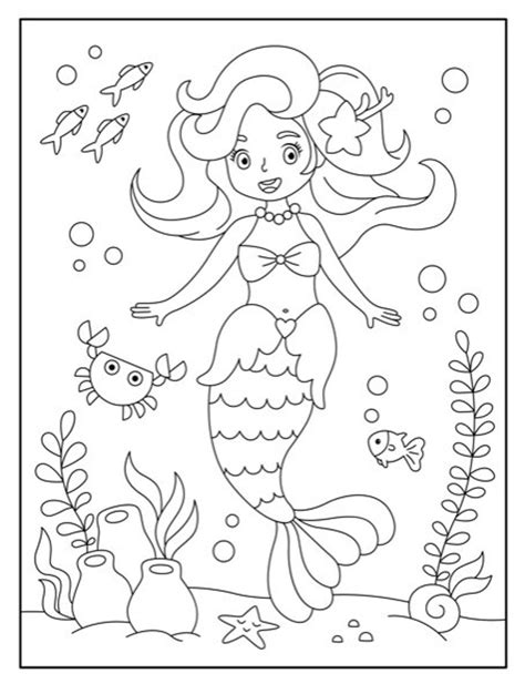 Cute Mermaid 10 Coloring Pages For Kids Mermaid Printable Etsy