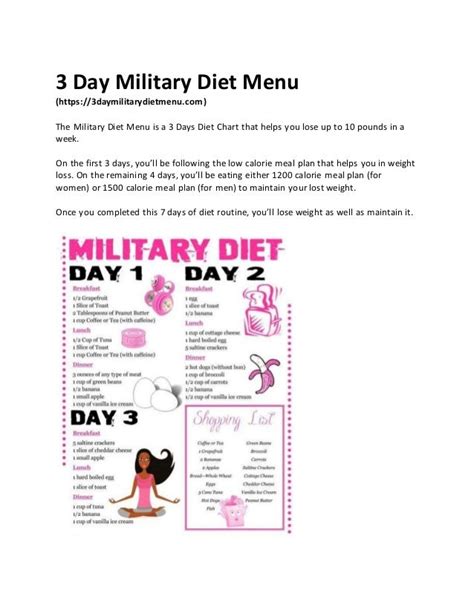 3 Day Diet Menu Printable