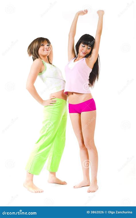 Two Girls In Underwear Stock Photo Image Of Blue Casual