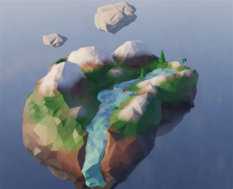 Low Poly Floating Island Concept