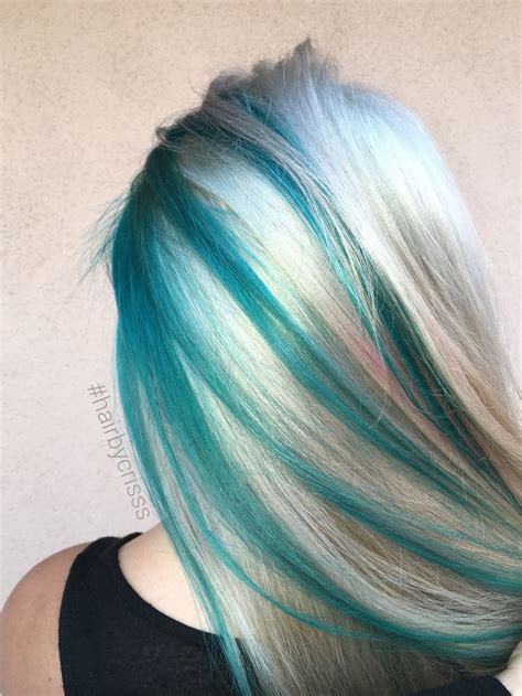 Teal Turquoise Blonde Platinum Mermaid Hair Olaplex Mermaidhair