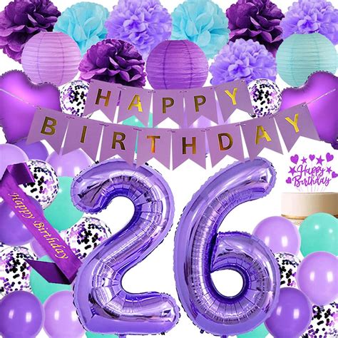 Purple 26th Birthday Party Decorations Supplies Purple Theme Happy