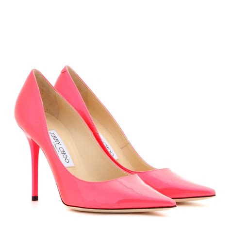 Jimmy Choo Abel Neon Patent Leather Pumps In Pink Lyst