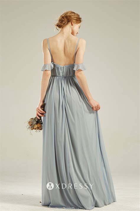 dusty blue cold shoulder sweetheart brideamaid dress xdressy