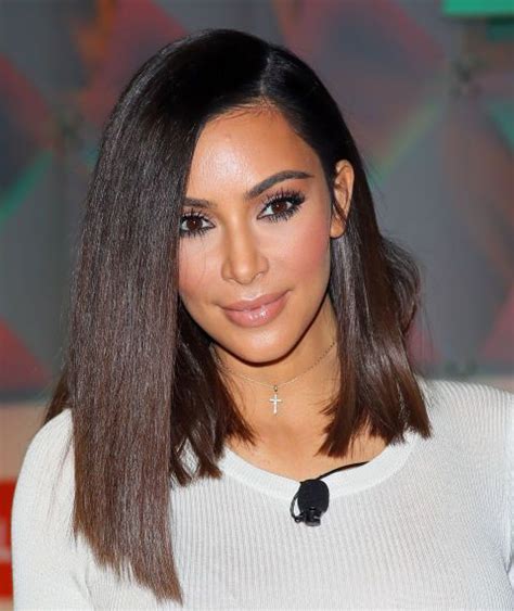 kim was recently spotted with a super sleek lob rachel green would have so rocked this on