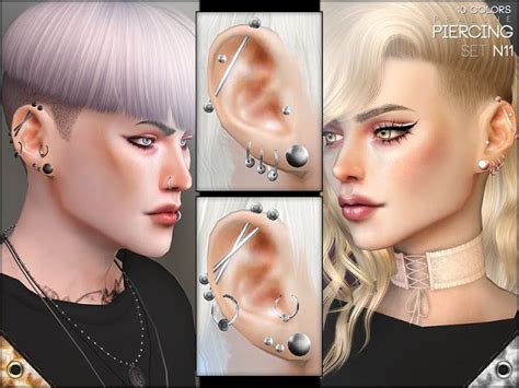 Sims 4 Ccs The Best Piercing Set N11 By Pralinesims