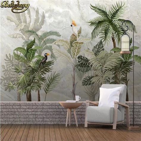 Beibehang Custom Tropical Rainforest Wallpapers Mural Landscape Marble
