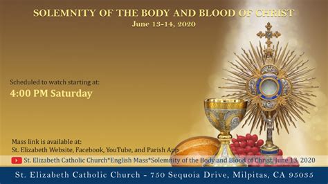 St Elizabeth Catholic Churchenglish Masssolemnity Of The Body And