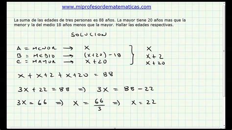 Problemas Aplicacion Ecuaciones De Primer Grado Algebra General