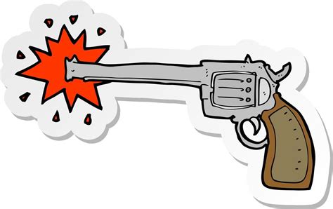 Sticker Of A Cartoon Firing Gun 10545388 Vector Art At Vecteezy