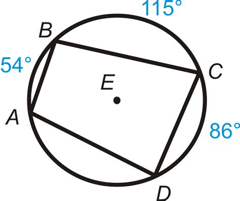 The sum of two opposite angles in a cyclic quadrilateral is equal to 180 degrees (supplementary angles) the measure of an exterior angle is equal to the measure of the opposite interior angle. Inscribed Quadrilaterals in Circles ( Read ) | Geometry ...