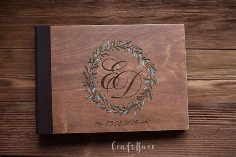 Create a wedding photo album for your big day. Wood Photo Album Honeymoon Album Custom Wedding Album ...
