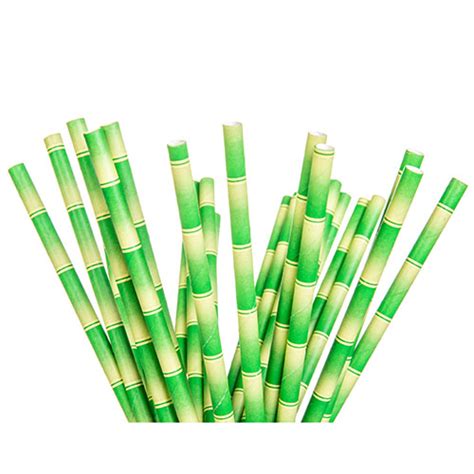 Green Bamboo Pattern Printed Paper Straws Paperstrawtech