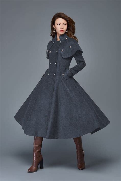 Wool Princess Coat Double Breasted Long Fit Flare Wool Etsy