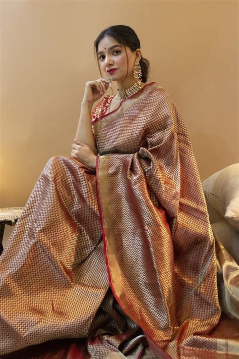 traditional kanchipuram silk saree with weaving golden zari etsy
