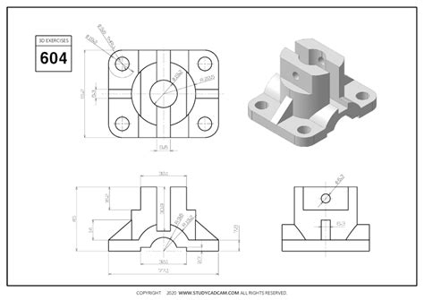 3D CAD EXERCISES 604 STUDYCADCAM Isometric Drawing Exercises Autocad
