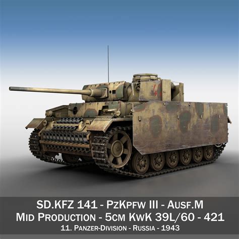 Pzkpfw Iii Panzer 3 Ausfm 421 3d Model Flatpyramid