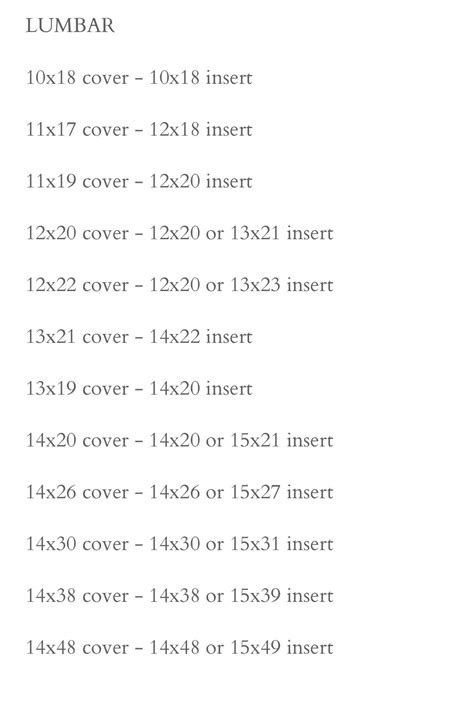 How to choose a duvet insert? Lumbar pillow insert size chart | Lumbar pillow, Pillow inserts, Lumbar