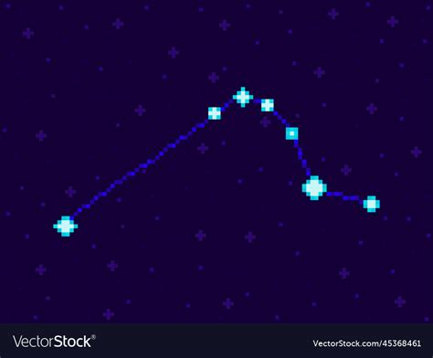 Horologium Constellation In Pixel Art Style 8 Bit Vector Image