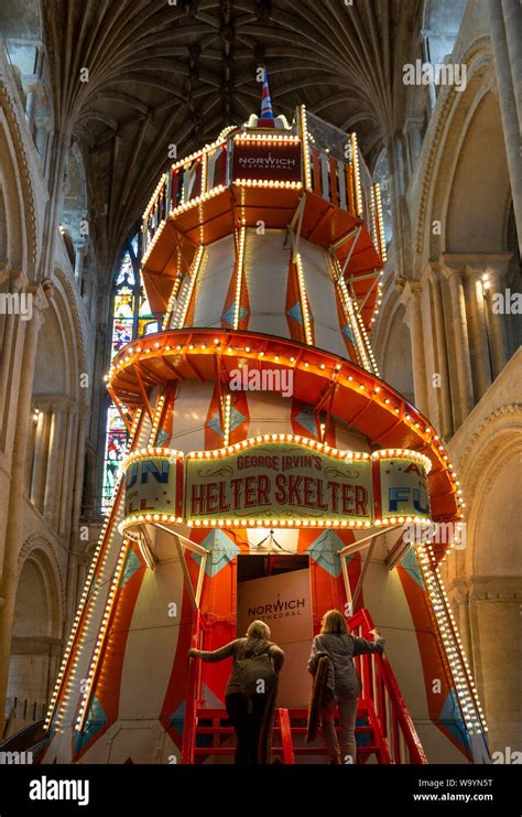 Traditional Helter Skelter Fairground Ride Inside Cathedral Church At