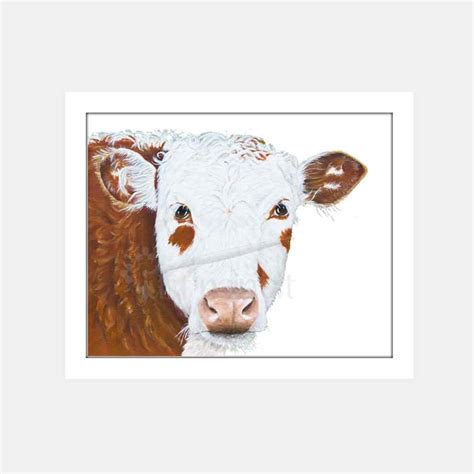 Cow Painting Hereford Cow Art Print Instant Download Etsy
