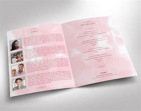 Pink Rose Funeral Program Large Word Publisher Template V2 8 Etsy