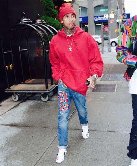 Spotted Tyga In Nyc Wearing Gucci Embroidered Jeans And Sneakers