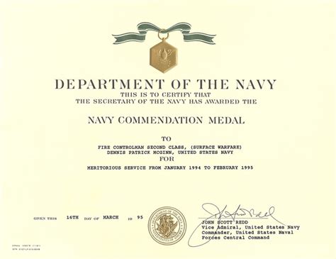 Navy And Marine Corps Commendation Medal Citation Navy Marine Corps
