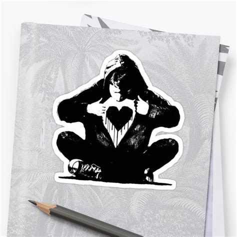 Jet Black Heart Stickers By M I Redbubble