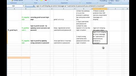 Sample Test Case Template Excel Youtube