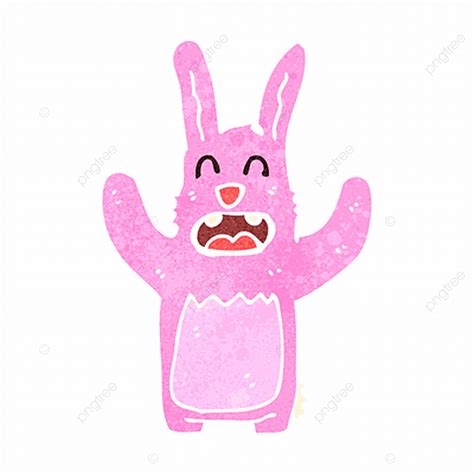 Pink Rabbit Vector Art Png Retro Cartoon Pink Rabbit Watercolor