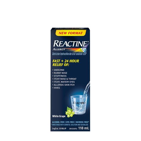Reactine Liquid Allergy Medicine, Antihistamine, White Grape Flavour ...