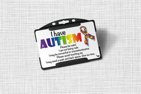Autism Awareness Medical Card Personalised Disability Etsy