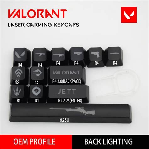 【cw】 Valorant Keycaps Jett Engraving Backlight Profile Abs Th