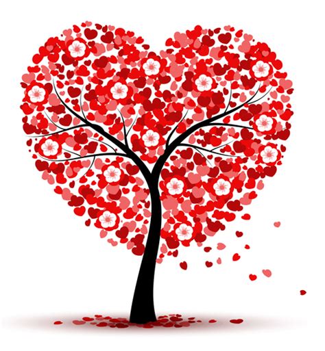 Hearts With Flower Tree Valentines Day Vector Background Free Download