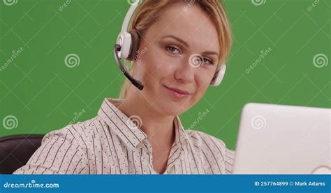 Friendly Customer Service Representative On Green Screen Stock Video